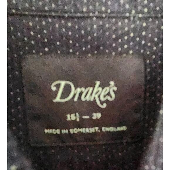 #1 MENSWEAR Drakes Made in England Washed Faded Indigo Wool Ctn Shirt 15.5 - Picture 2 of 5